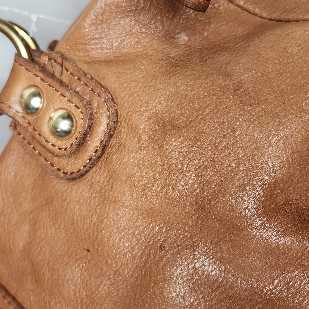 Linea Pelle Large Tan Leather Satchel - Picture 4 of 6